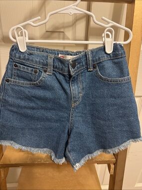 Levi's Blue Denim Raw Hem Cutoff Shorts